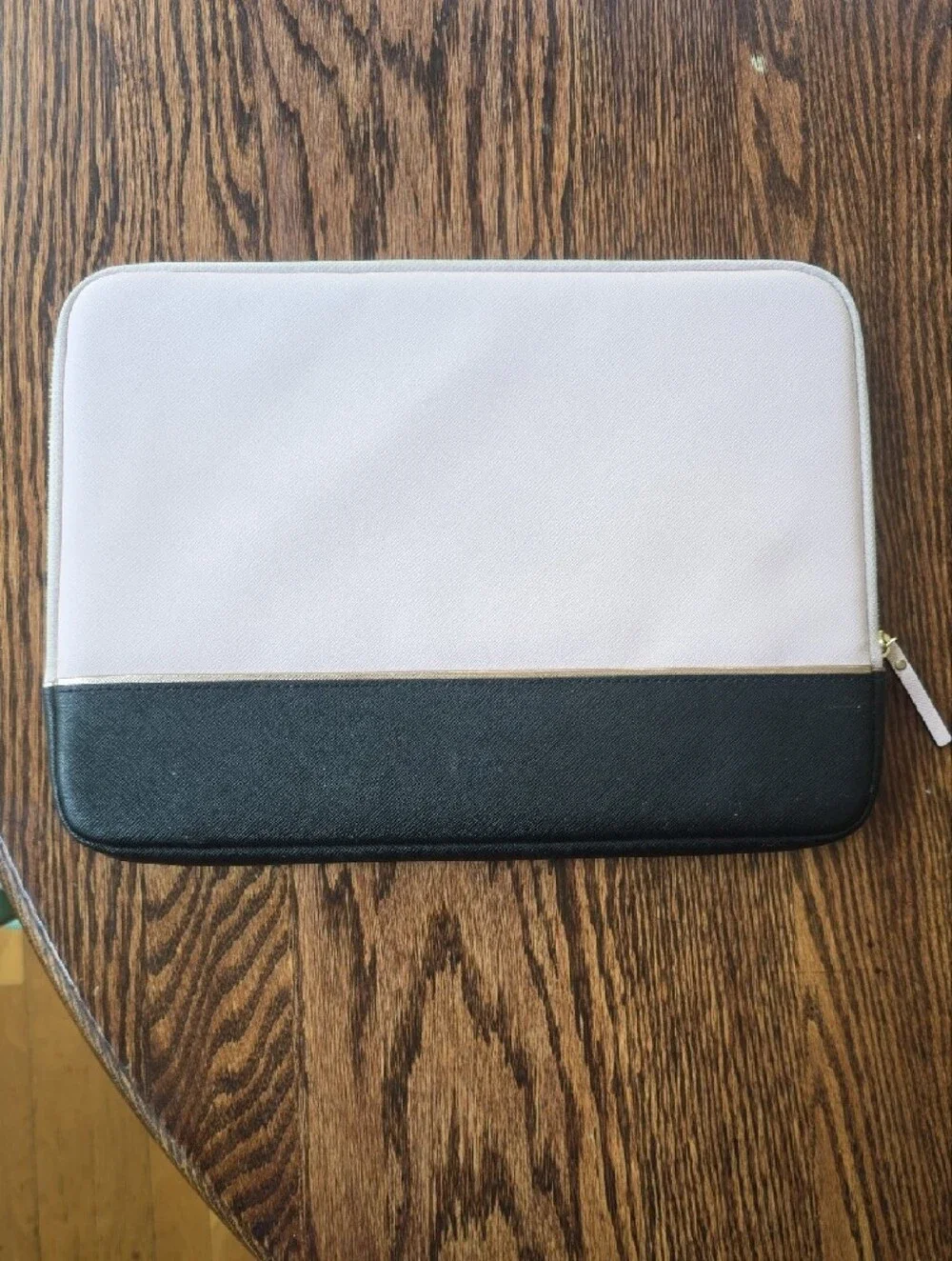 Kate Spade pale pink, black and rose gold trim laptop sleeve